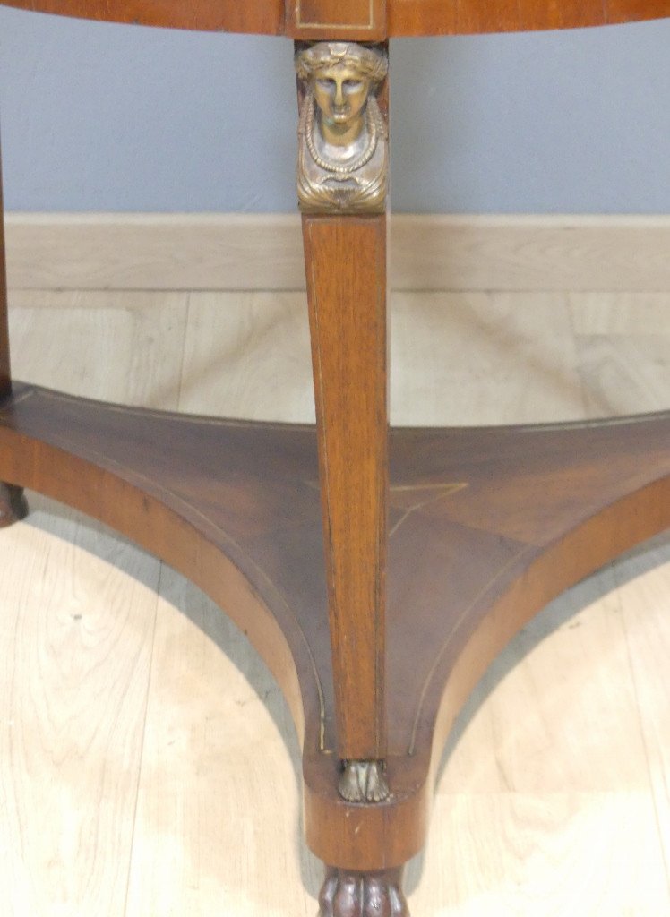19th Century Empire Style Caryatid Pedestal Table In Mahogany And Bronze-photo-2