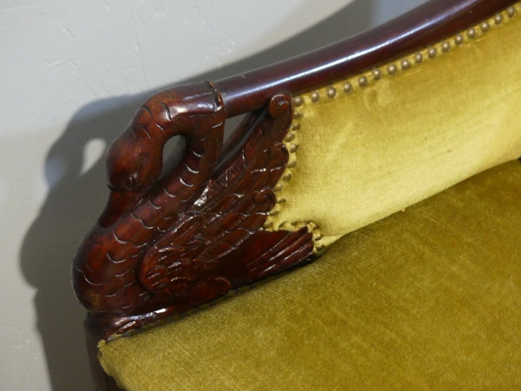 Pair Of Empire Style Mahogany Swan Armchairs, Late 19th Century-photo-5