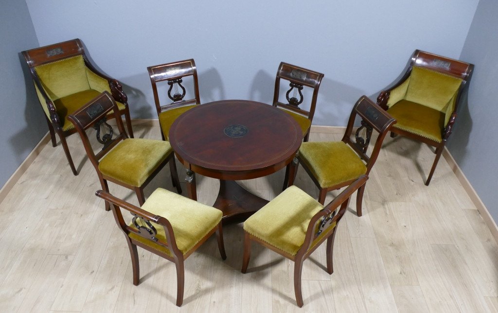 Pair Of Empire Style Mahogany Swan Armchairs, Late 19th Century-photo-8