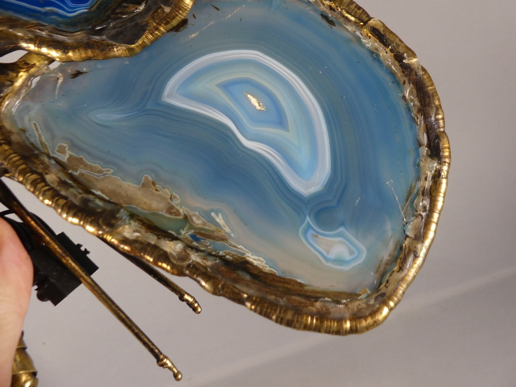 Duval Brasseur, Applique Papillon En Laiton Et Agate, Vers 1970-photo-1