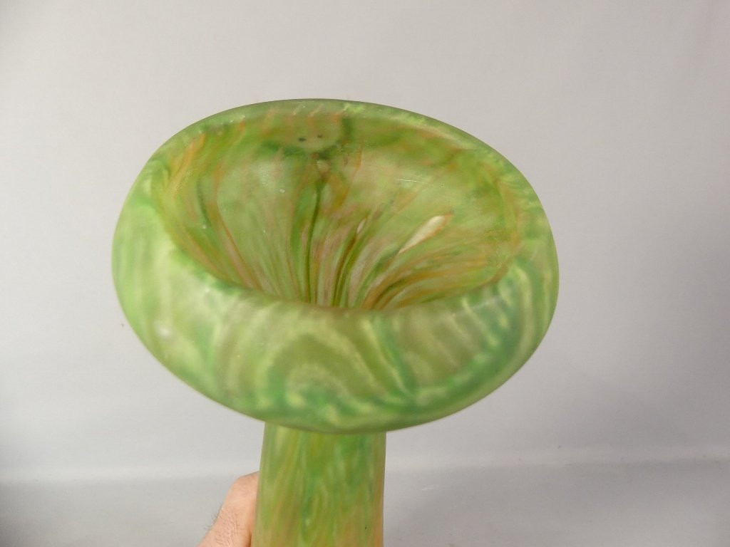 Charles Schneider, Grand Vase En Verre Marmor&eacute;en, &eacute;poque Vers 1930-photo-1