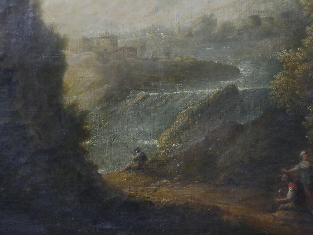 Paysage Italien, Tableau Huile Sur Toile &eacute;poque XVIII &egrave;me &agrave; Restaurer-photo-4