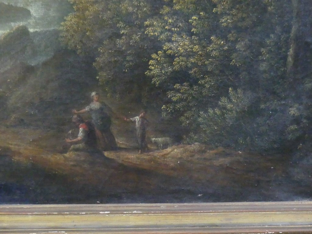Paysage Italien, Tableau Huile Sur Toile &eacute;poque XVIII &egrave;me &agrave; Restaurer-photo-5
