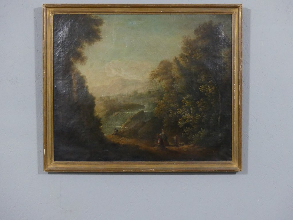 Paysage Italien, Tableau Huile Sur Toile &eacute;poque XVIII &egrave;me &agrave; Restaurer-photo-6