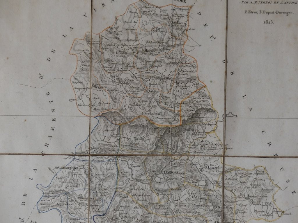 Framed Map Of 1825, Haute Vienne Department 87 -photo-3