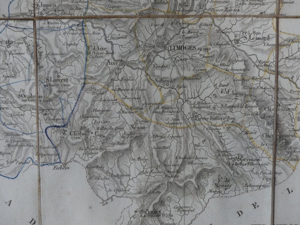 Framed Map Of 1825, Haute Vienne Department 87 -photo-3