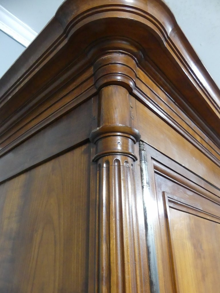 Sobre Armoire Louis XVI à Cannelures En Merisier Massif, époque Fin XIX ème-photo-3