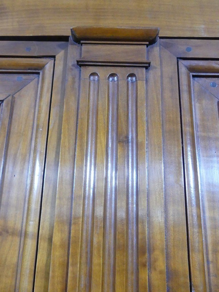 Sobre Armoire Louis XVI à Cannelures En Merisier Massif, époque Fin XIX ème-photo-4