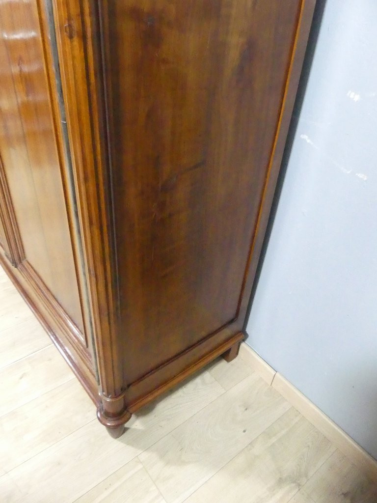 Sobre Armoire Louis XVI à Cannelures En Merisier Massif, époque Fin XIX ème-photo-5