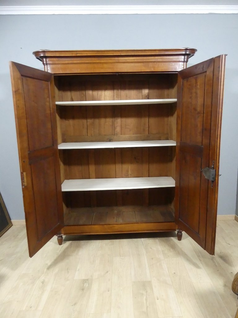 Sobre Armoire Louis XVI à Cannelures En Merisier Massif, époque Fin XIX ème-photo-7