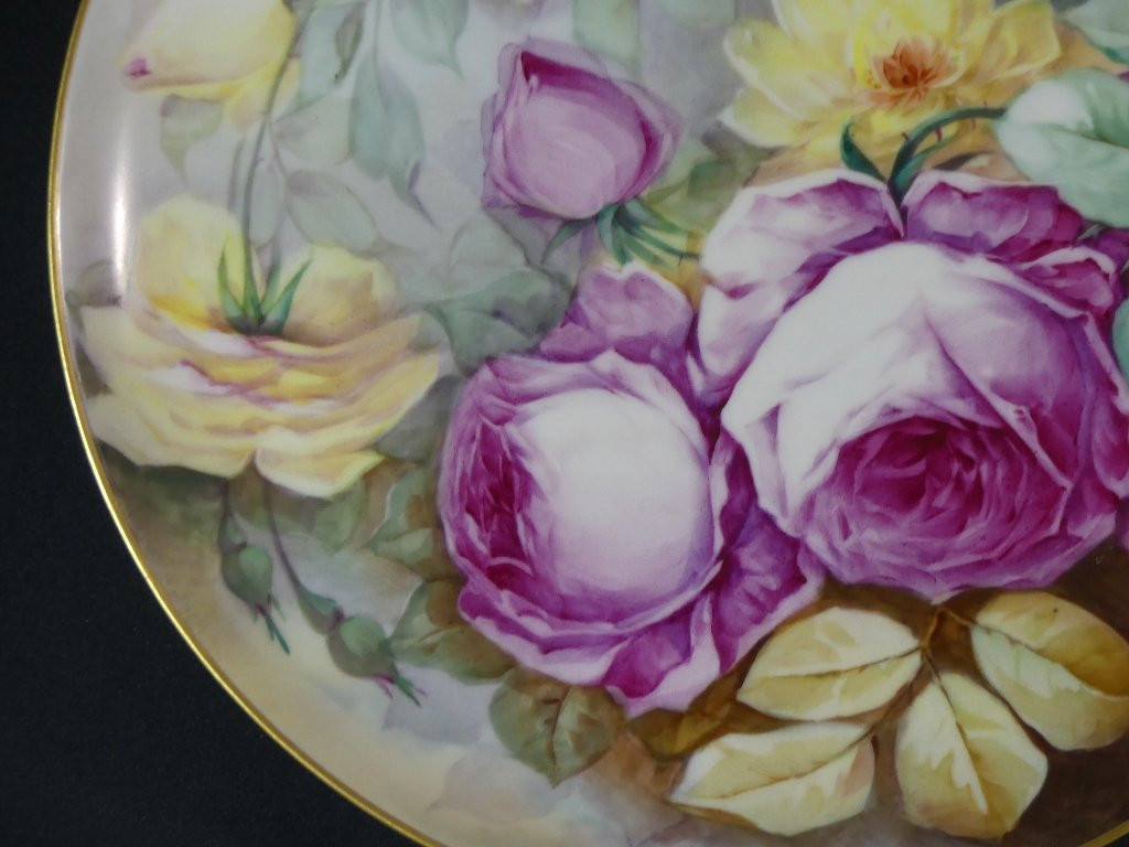 Les Roses, Decorative Dish In Limoges Porcelain Decorated By Charliac, 1900s-photo-2
