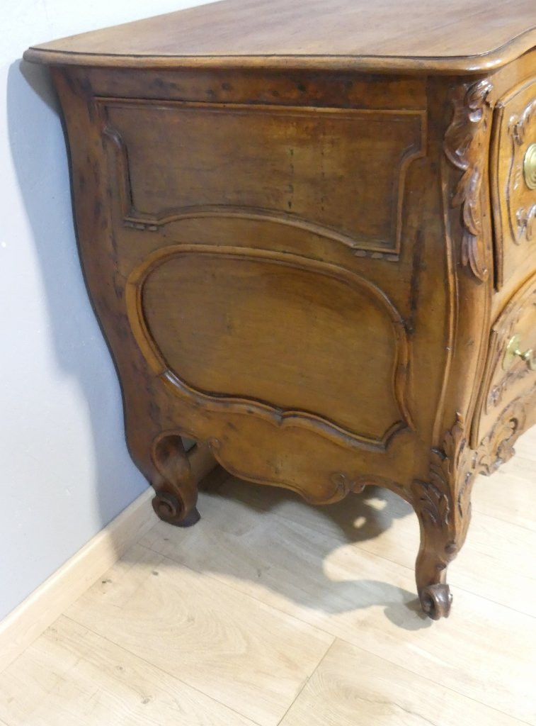 Provençal Chest Of Drawers From Nîmes In Carved Walnut, Regency Period, Early 18th Century-photo-3