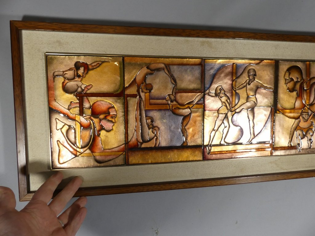 The Athletes, Large Limoges Enamel Painting Dedicated To Sport, 1985 Period-photo-5