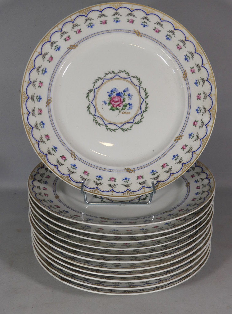 From Artois, After An 18th Century Model, Series Of 12 Limoges Porcelain Table Plates
