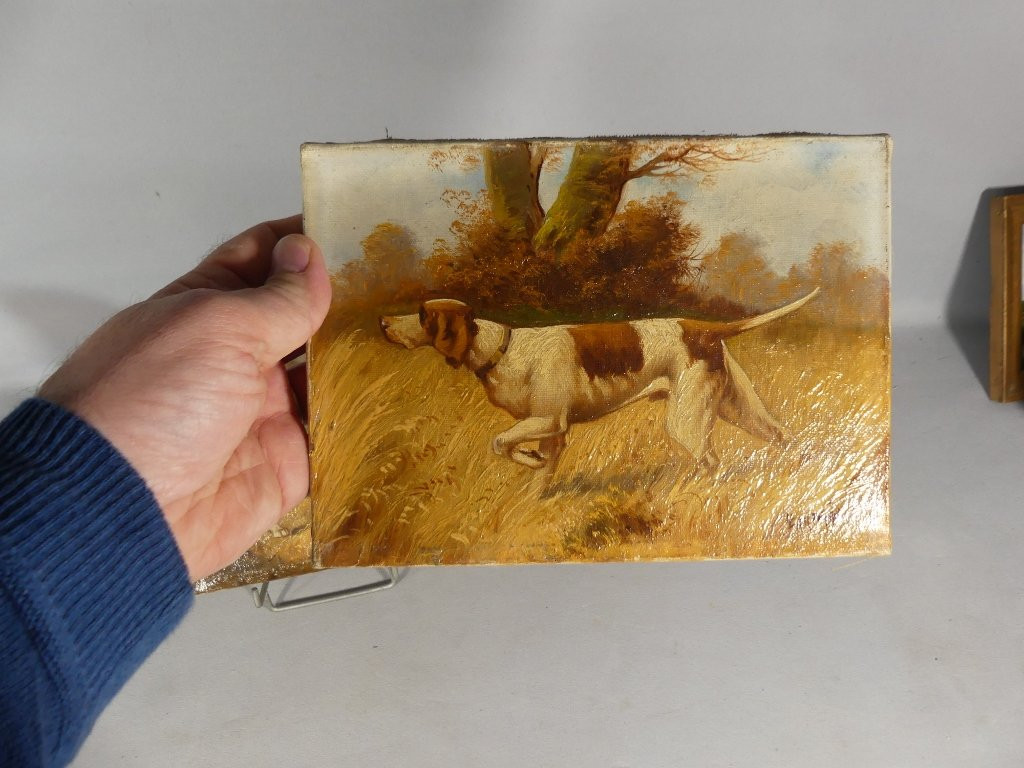 The Hunting Dogs, Pair Of Oil Paintings, Signed Lartigau-photo-3