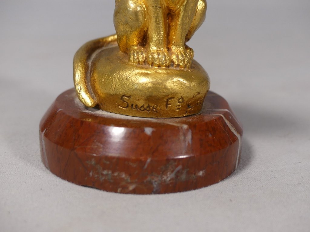 The Cat By Clovis Masson And Susse Brothers, Bronze Animal, Late 19th Century-photo-2