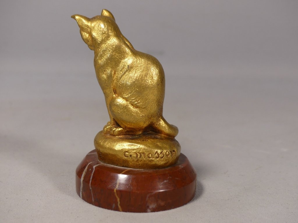 The Cat By Clovis Masson And Susse Brothers, Bronze Animal, Late 19th Century-photo-4