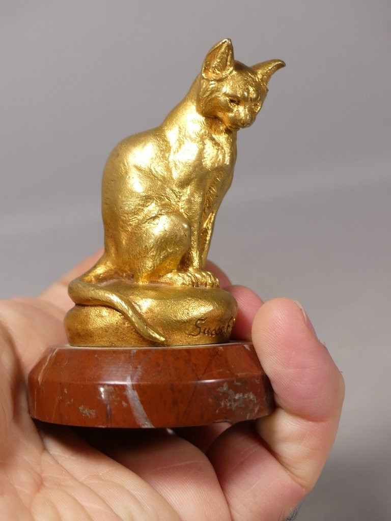 The Cat By Clovis Masson And Susse Brothers, Bronze Animal, Late 19th Century-photo-2