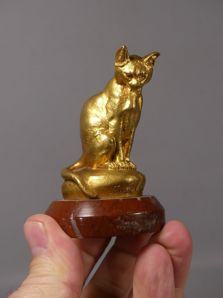The Cat By Clovis Masson And Susse Brothers, Bronze Animal, Late 19th Century-photo-3