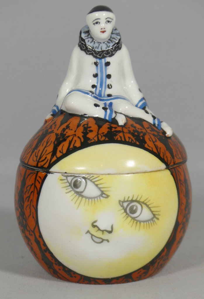 Pierrot And The Moon Inkwell In Limoges Porcelain, 1930s