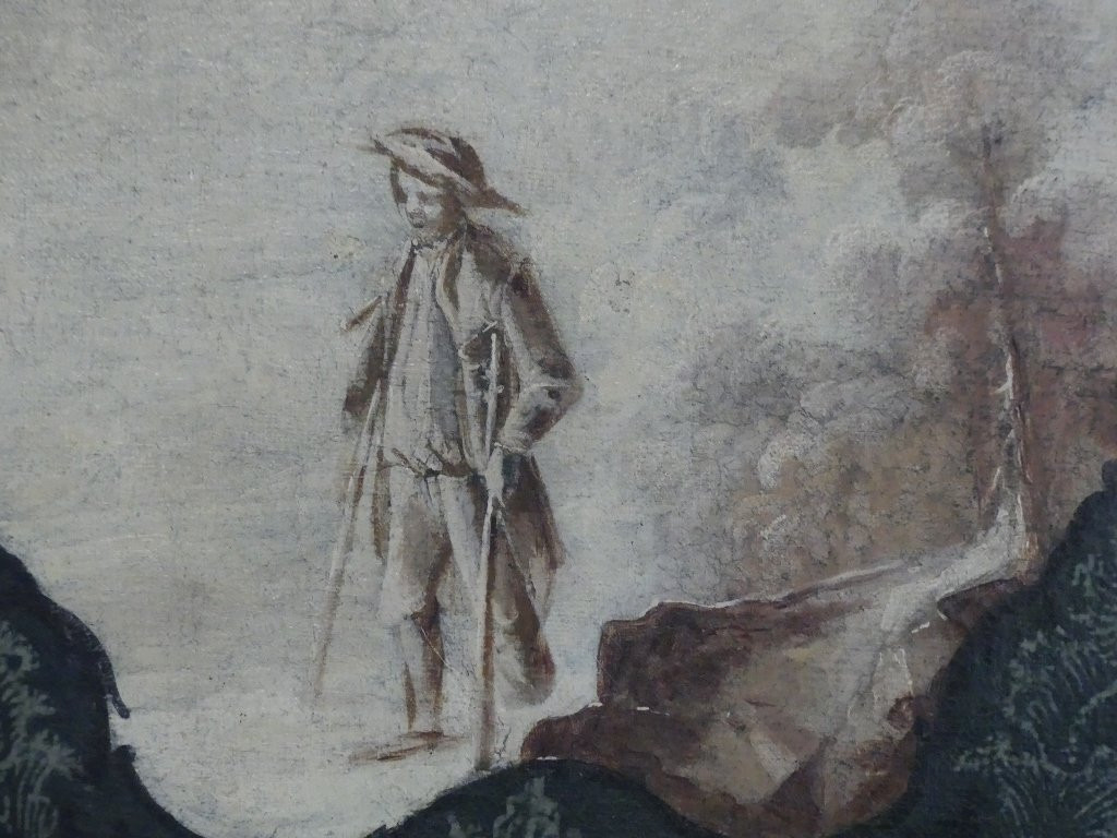 Woodwork Or Trumeau Painting, Oil On Canvas, 18th Century -photo-2