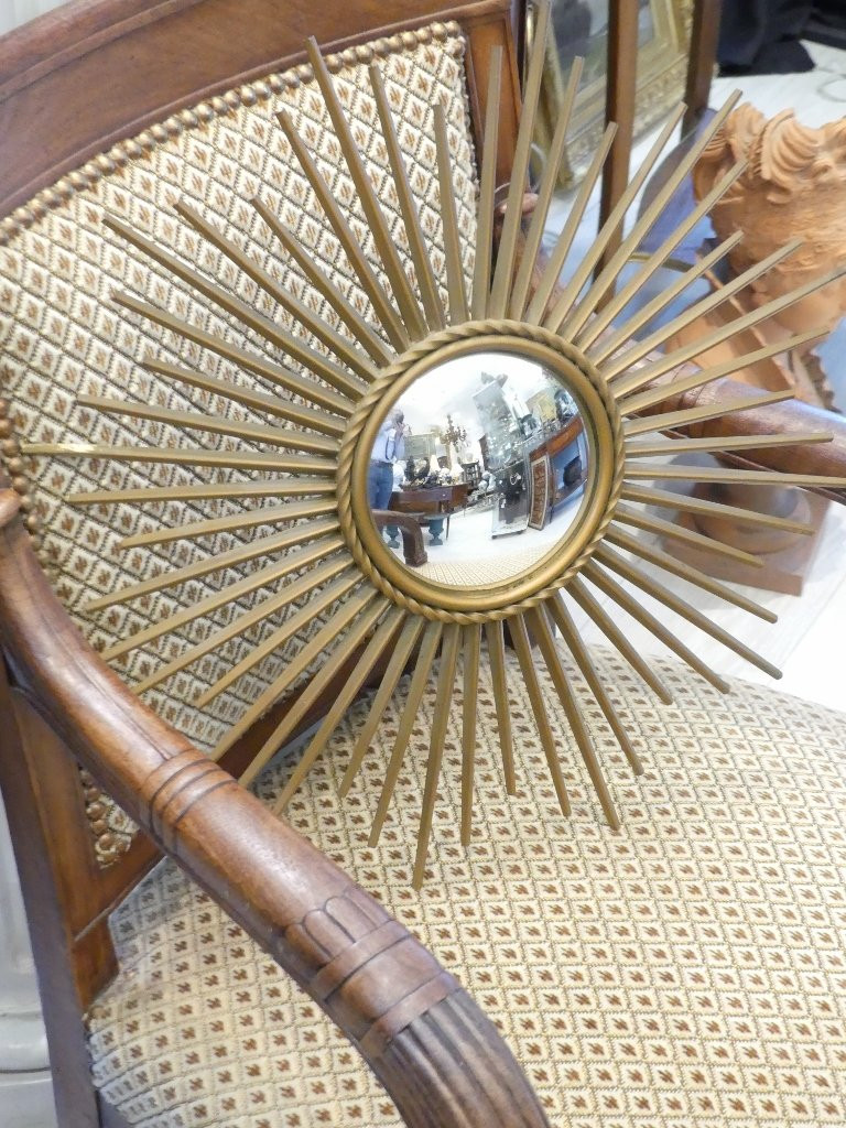 Chaty Vallauris, Miroir Soleil Sorcière En Fer Doré, 51 Cm-photo-2