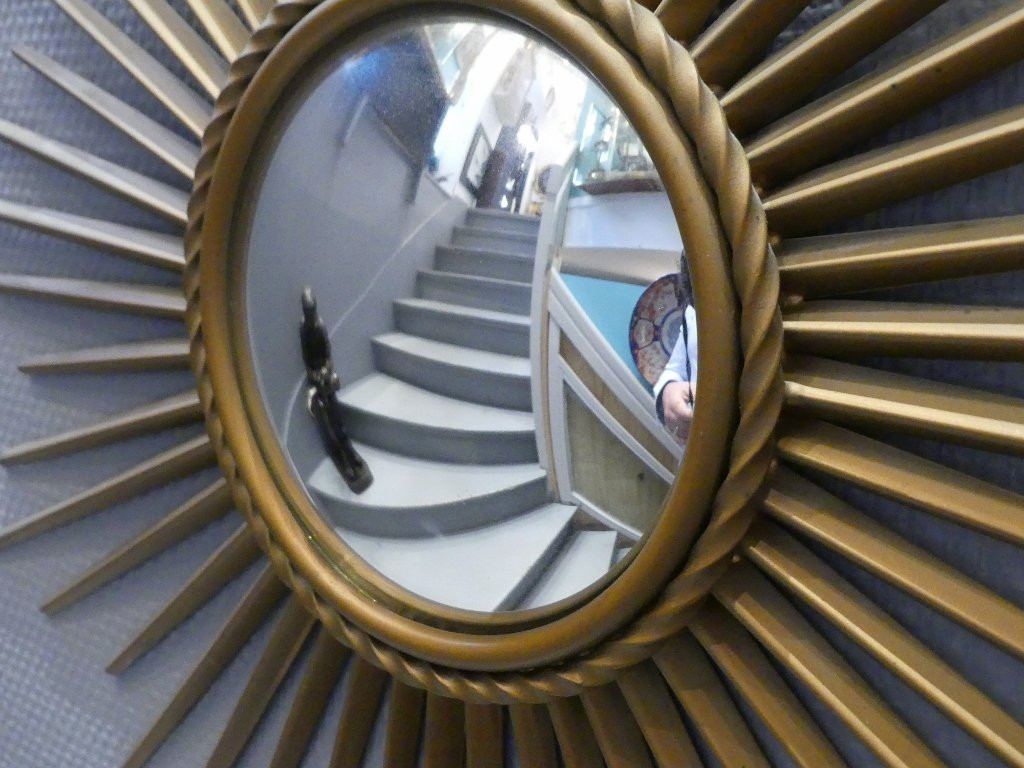 Chaty Vallauris, Miroir Soleil Sorcière En Fer Doré, 51 Cm-photo-4