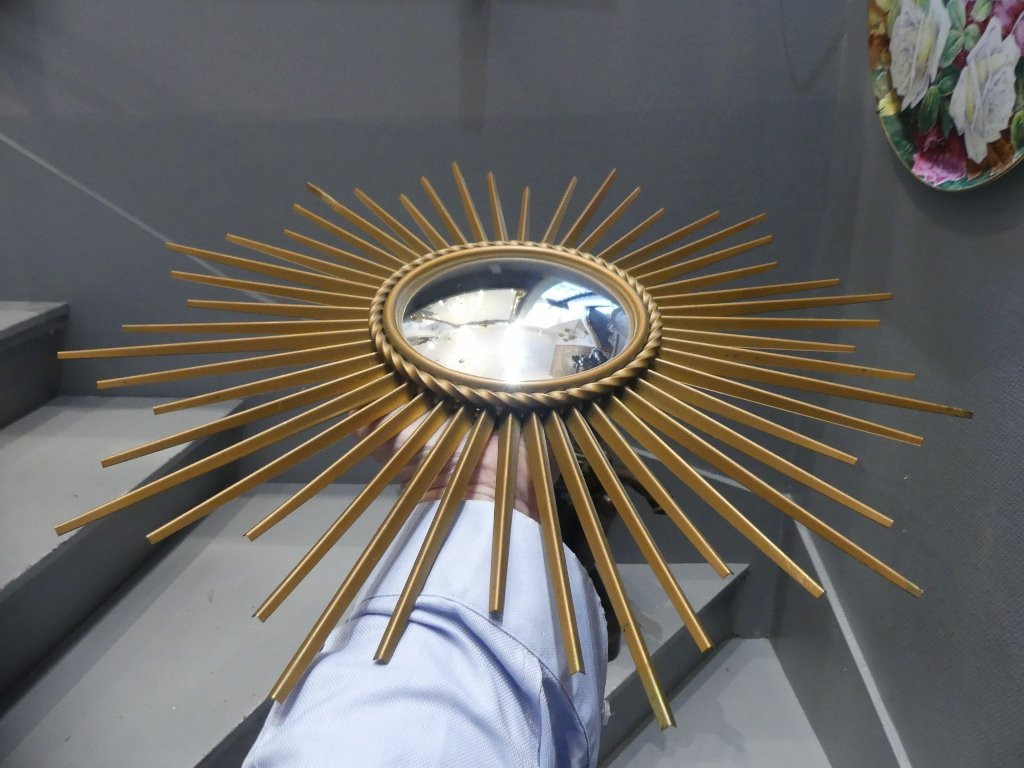 Chaty Vallauris, Miroir Soleil Sorcière En Fer Doré, 51 Cm-photo-8