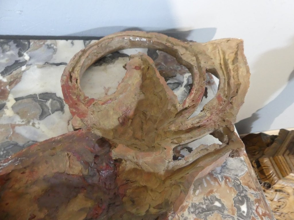 Sanglier Au Cor De Chasse, Sculpture Cynégétique En Terre Cuite, époque XIX ème-photo-4