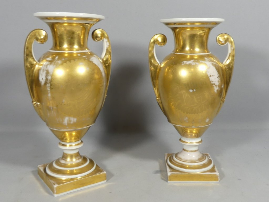Paire De Vases Zeus, Leda, Aigle Et Cygne, Porcelaine D&eacute;but XIX &egrave;me &eacute;poque Restauration-photo-8