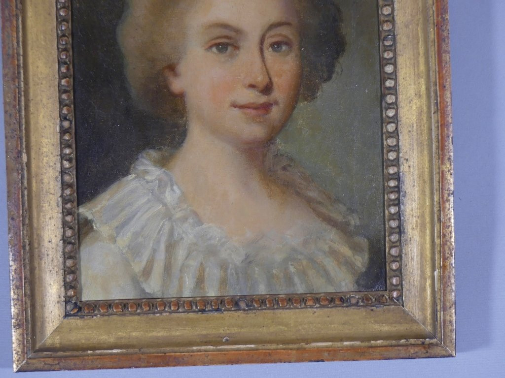 Portrait Of A Young Woman, Oil Painting On Canvas, Late 18th Century-photo-3