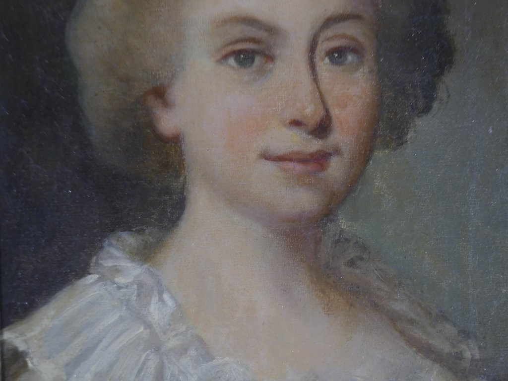 Portrait Of A Young Woman, Oil Painting On Canvas, Late 18th Century-photo-2