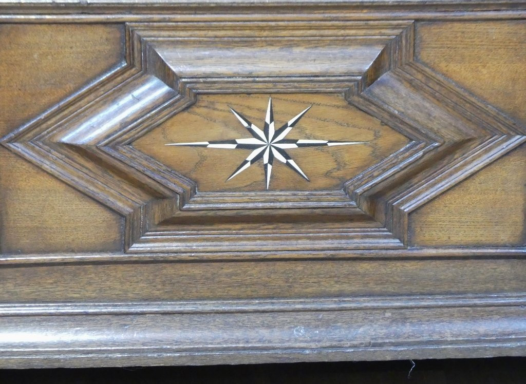 Coffre Allemand Italien Dat&eacute; 1794 En Ch&ecirc;ne Et Marqueterie d&#039;&eacute;b&egrave;ne Et d&#039;Os XVIII &egrave;me Si&egrave;cle-photo-4