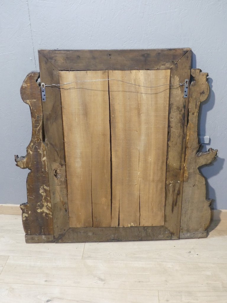 19th Century Carved Walnut Wood Mirror With Acanthus Leaves -photo-7