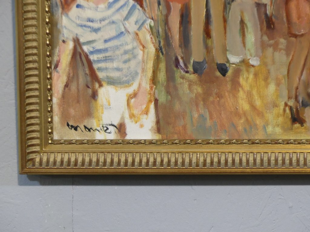 Maurice Montet, La Fête Foraine Tableau Huile Sur Toile Vers 1960-photo-1