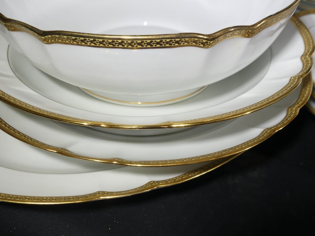 Charles Field Haviland Mozart Shape Gilt, 12 Person Service, Limoges Porcelain-photo-7