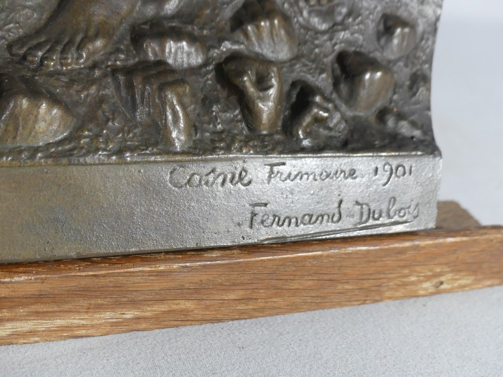 Emile Fernand Dubois, Allégorie De La Guerre, Plaque En Bronze Patiné, Femme, 1901-photo-2
