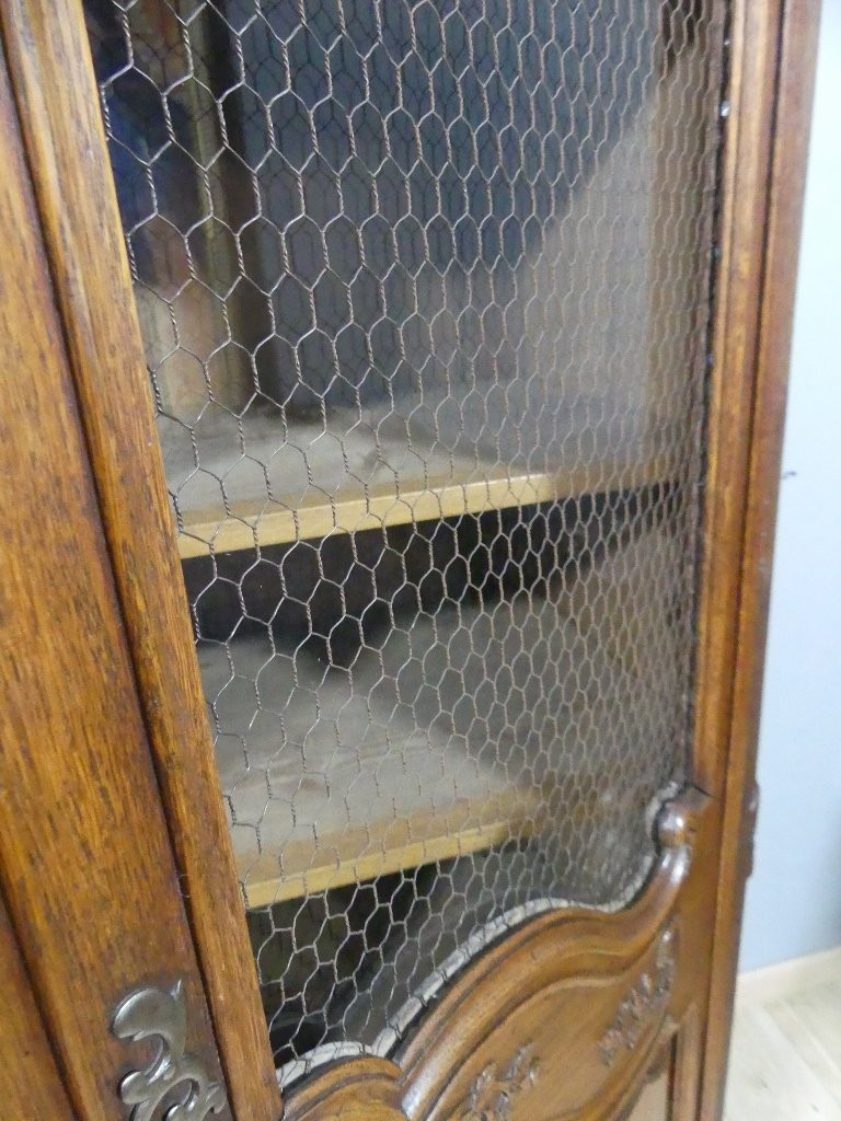18th Century Regency Carved Oak Wood Paneled Display Cabinet-photo-6
