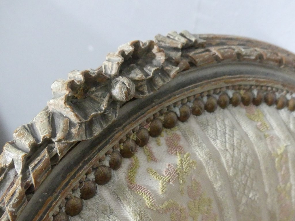 Fauteuil de style Louis XVI en bois sculpt&eacute; et laqu&eacute;, &eacute;poque XIX &egrave;me si&egrave;cle-photo-7