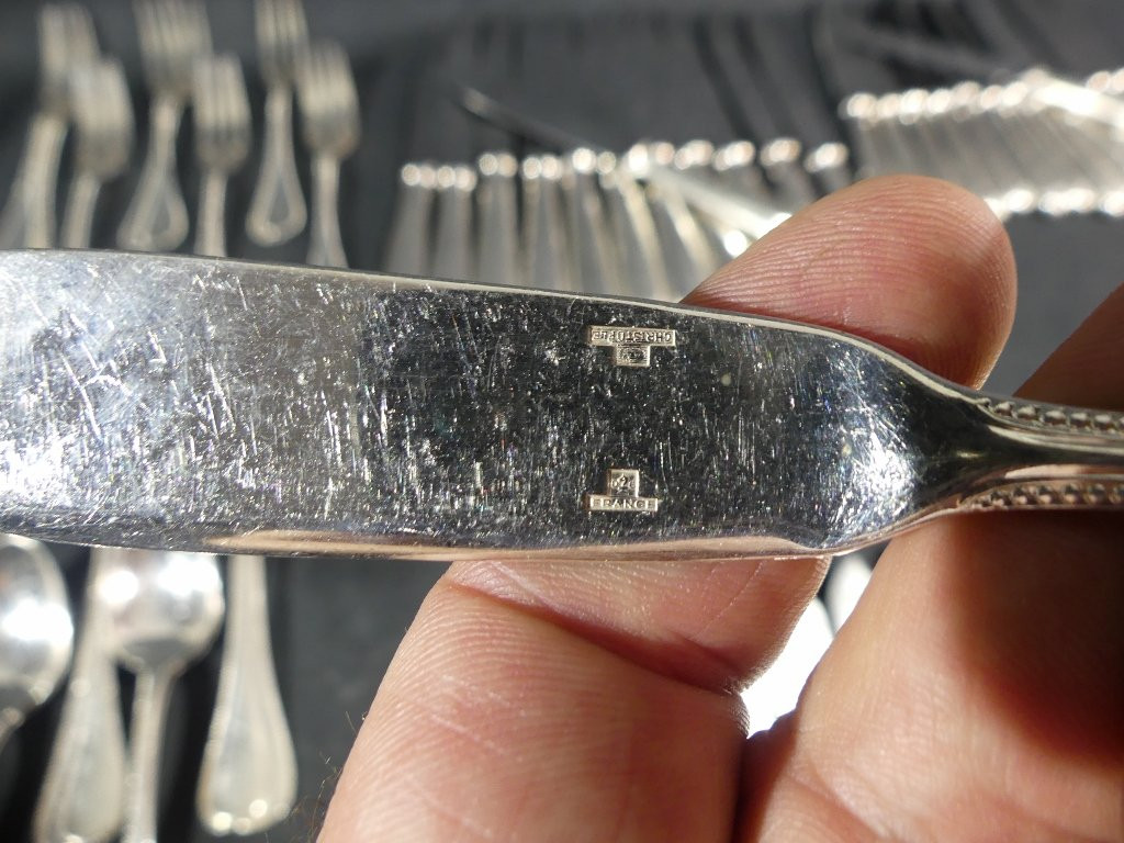 Christofle Perles, 100-piece Silver-plated Cutlery Set For 12 People-photo-4