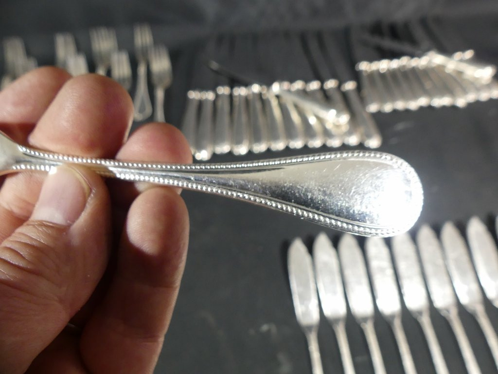 Christofle Perles, 100-piece Silver-plated Cutlery Set For 12 People-photo-5