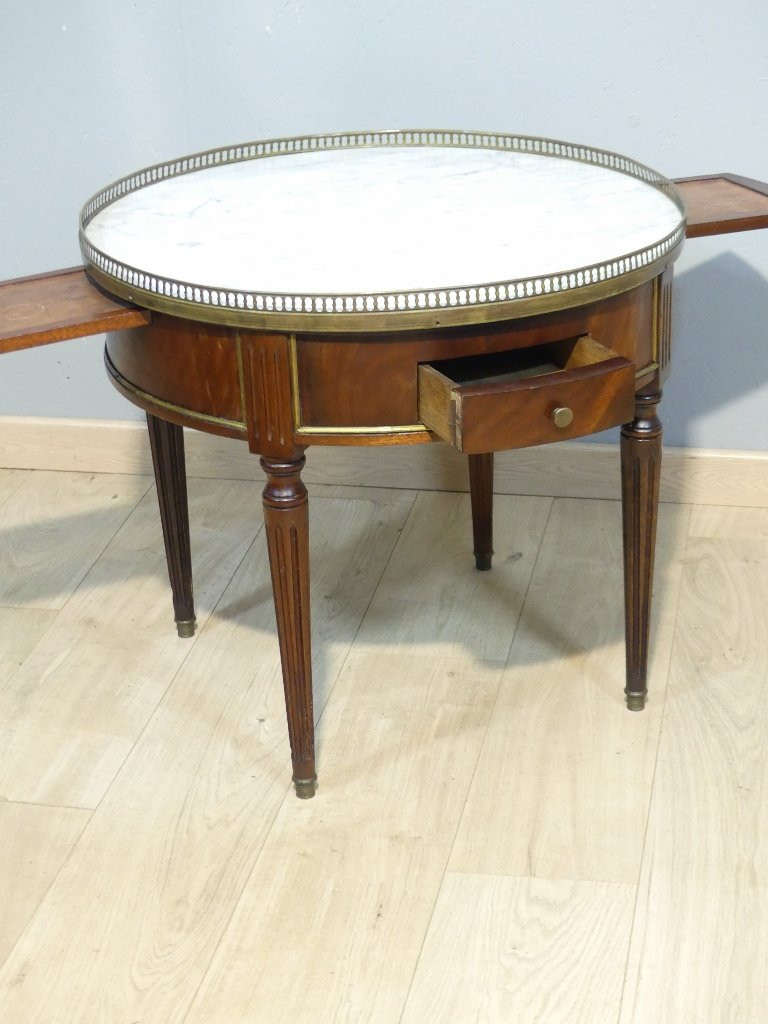 Louis XVI Style Mahogany And Marble Bouillotte Coffee Table, Early 20th Century-photo-2