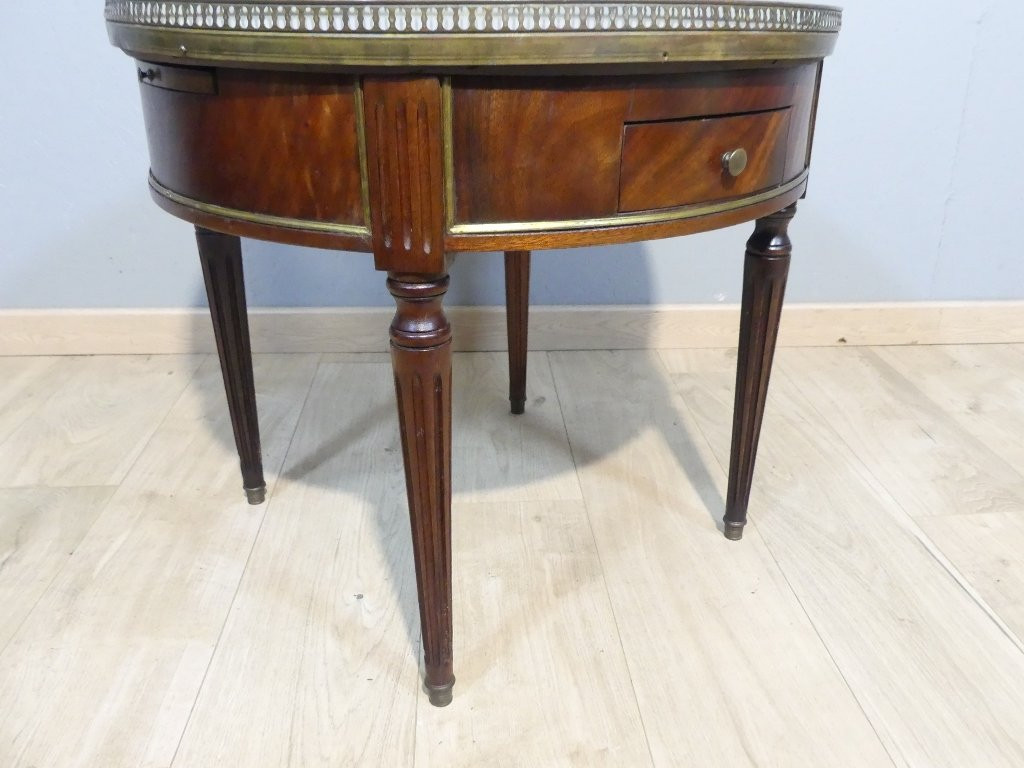Louis XVI Style Mahogany And Marble Bouillotte Coffee Table, Early 20th Century-photo-2
