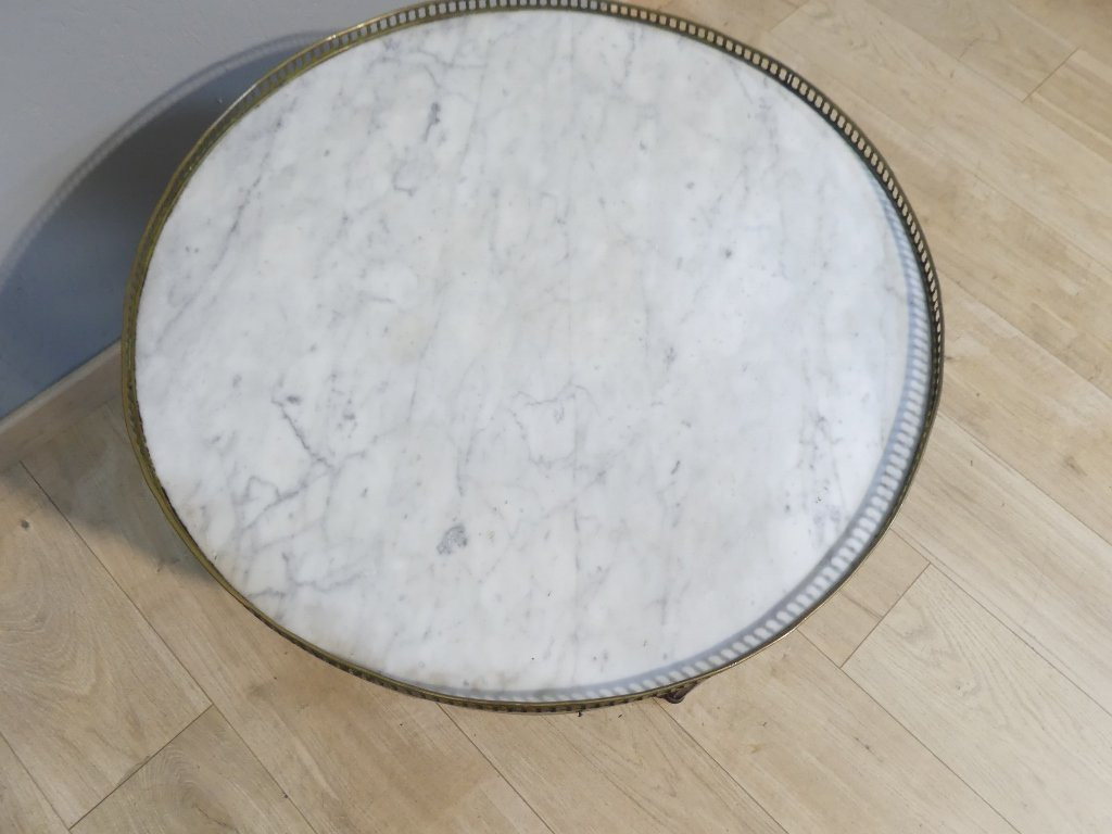 Louis XVI Style Mahogany And Marble Bouillotte Coffee Table, Early 20th Century-photo-4