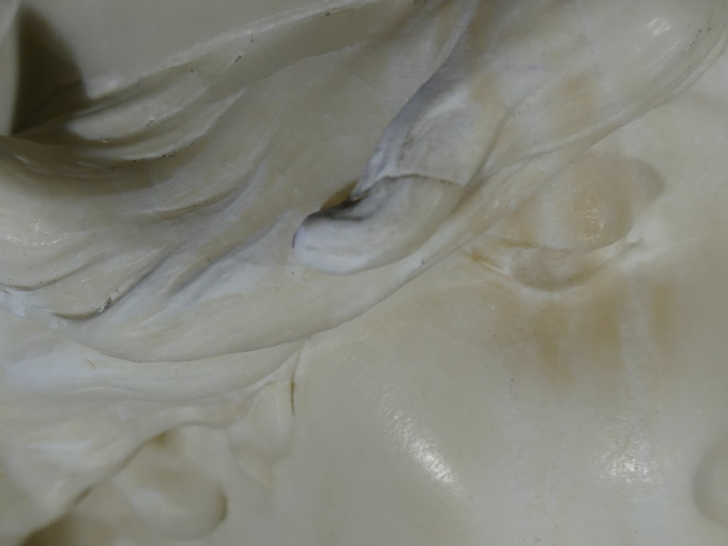 Elegy By Alfred Jean Foretay, White Marble Sculpture Of A Young Woman, Art Nouveau-photo-3
