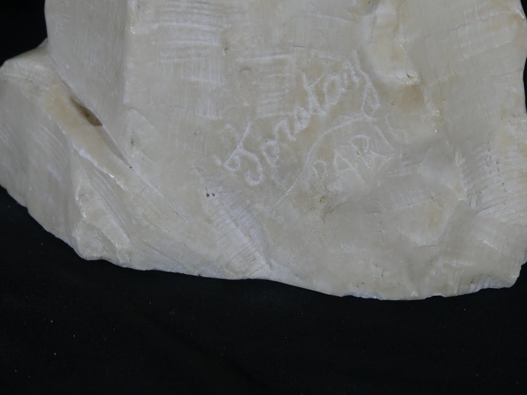 Elegy By Alfred Jean Foretay, White Marble Sculpture Of A Young Woman, Art Nouveau-photo-6