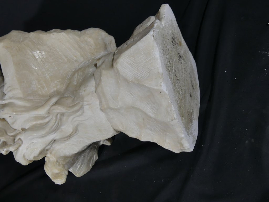 Elegy By Alfred Jean Foretay, White Marble Sculpture Of A Young Woman, Art Nouveau-photo-8