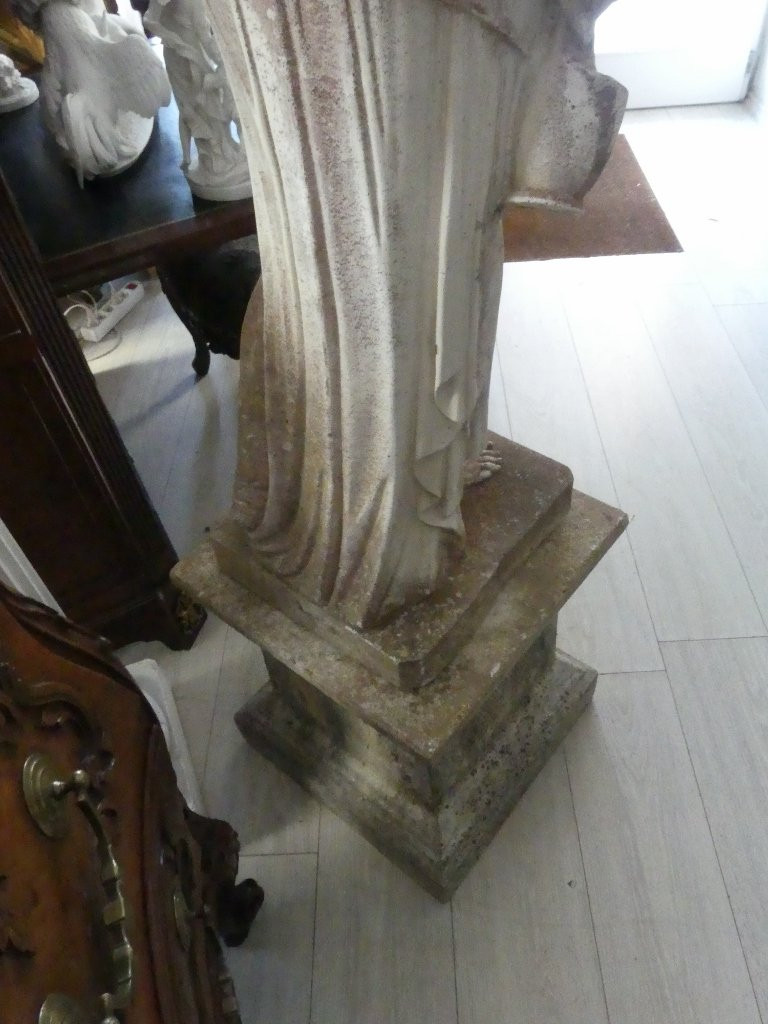 Hebe, Large Garden Sculpture In Cement Stone, Goddess, Early 20th Century-photo-8