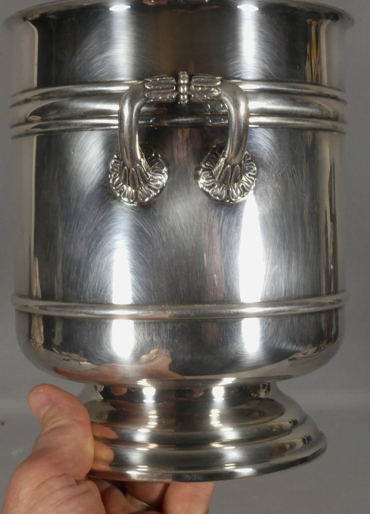 Christofle Sully, seau à Champagne ou bac à fleurs en métal argenté-photo-3