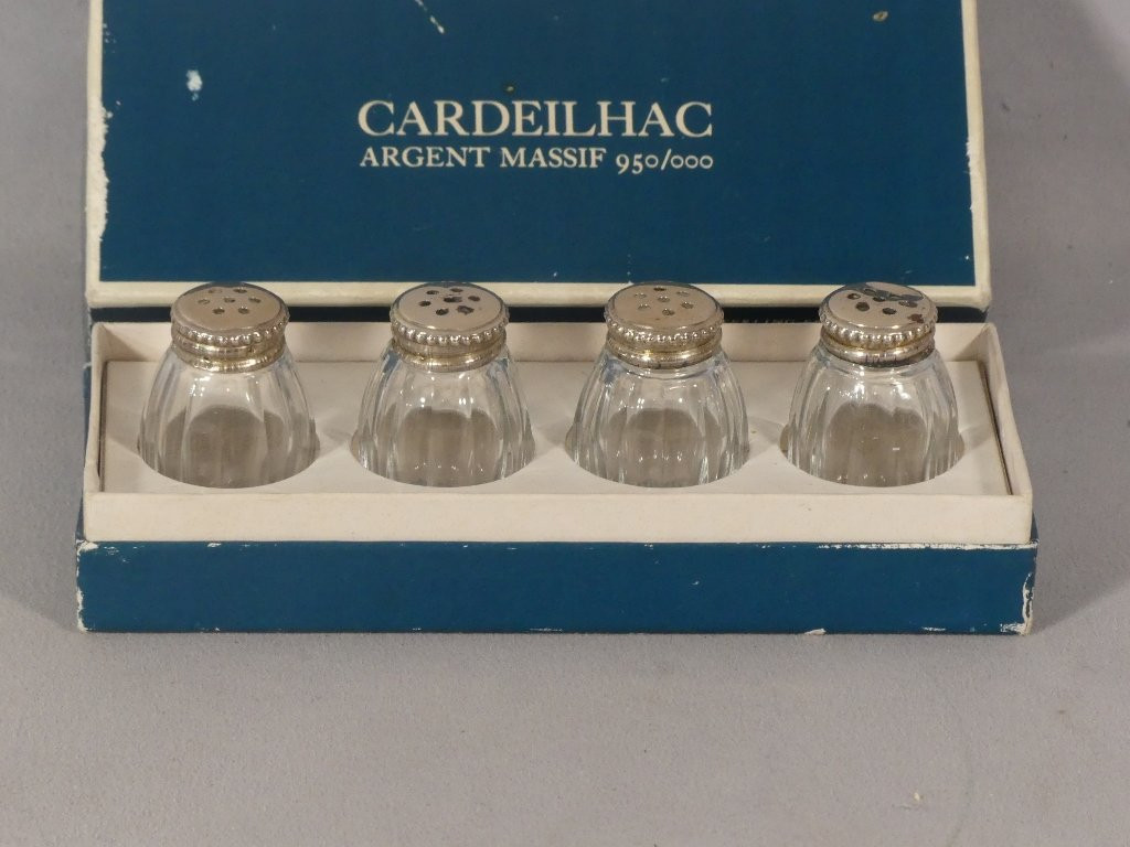 Cardeilhac, 4 salerons en argent massif et verre-photo-2